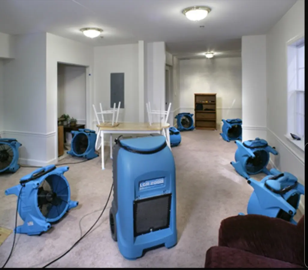 Air movers and dehumidifier setup for Water Extraction & Removal in Doolittle